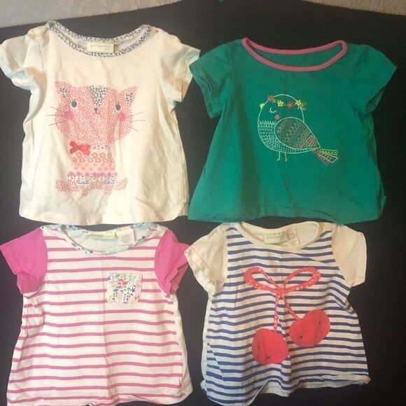 4 Infant Girl Shirts Short Sleeved Bundle Sz 12 mo - Picture 1 of 1